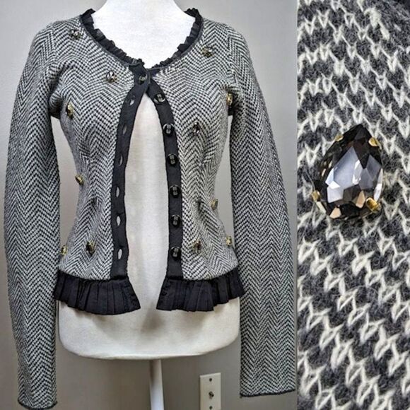 Anthropologie Guinevere Knit Sweater Cardigan Wool Angora Cozy Gem Size XS - Picture 1 of 10